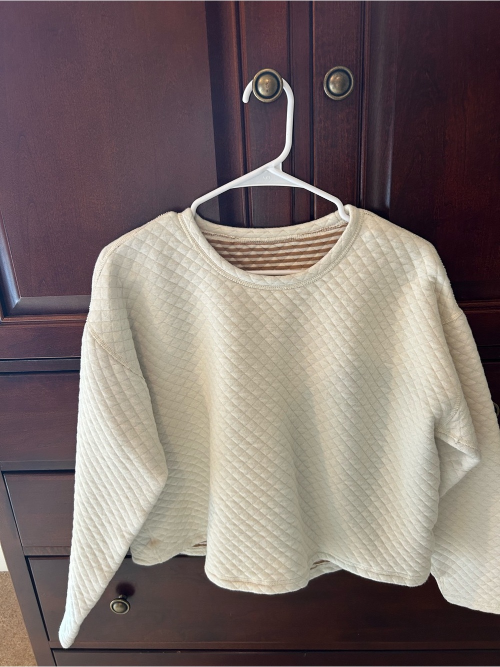 J. CREW Factory Cream Quilted Women's Pullover Sweater